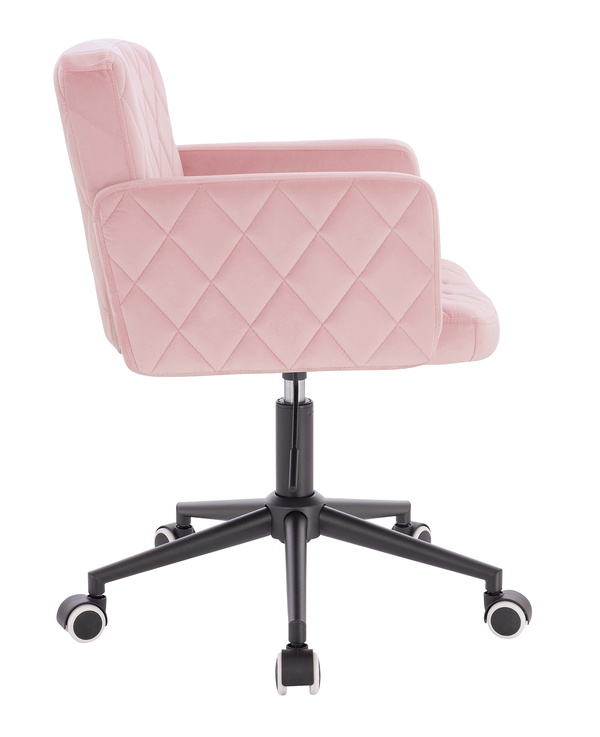 FOTEL HR802K PUDROWY RÓŻ WELUR CZARNA PODSTAWA