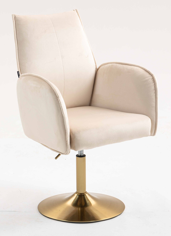 FOTEL HR280N KREMOWY WELUR ZŁOTA PODSTAWA