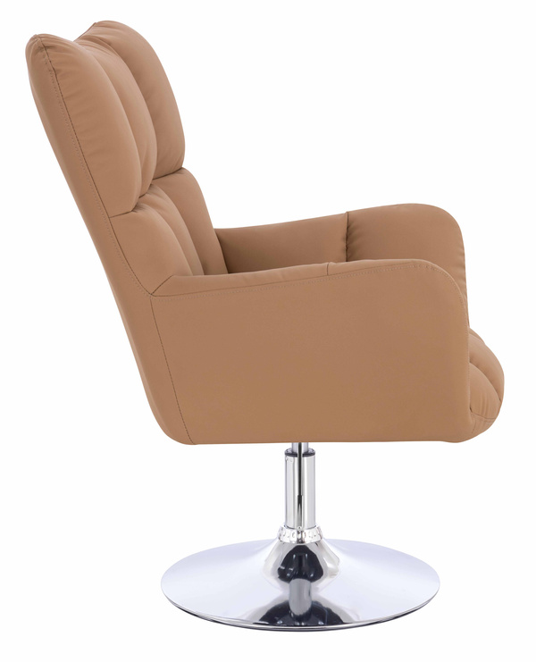 HOKER HR650N KARMELOWY EKOSKÓRA PREMIUM SOFT CHROMOWANA PODSTAWA