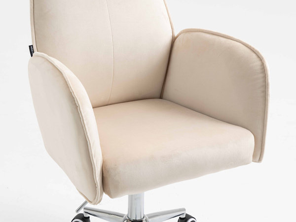 FOTEL HR280K KREMOWY WELUR CHROMOWANA PODSTAWA