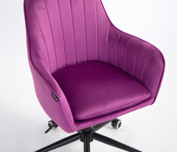 FOTEL HR2022K FUKSJA WELUR CZARNA PODSTAWA