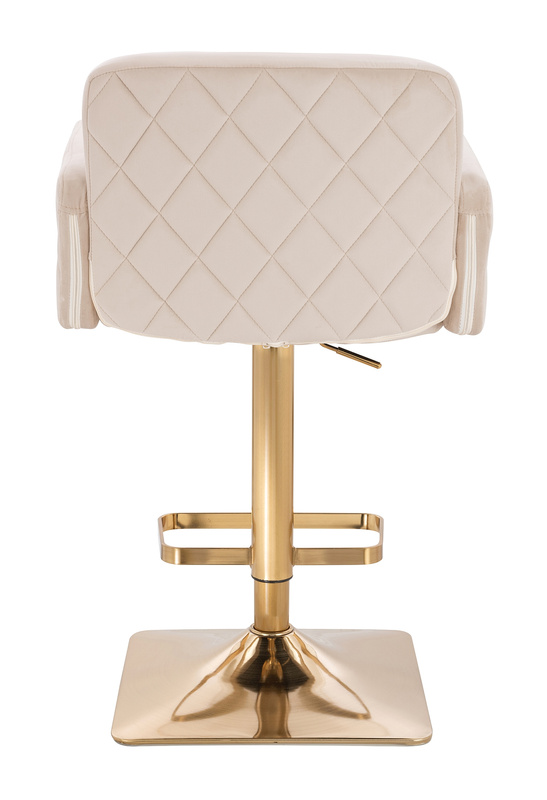 FOTEL HR802KW KREMOWY WELUR ZŁOTA PODSTAWA