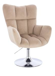 FOTEL HR650N LATTE WELUR CHROMOWANA PODSTAWA