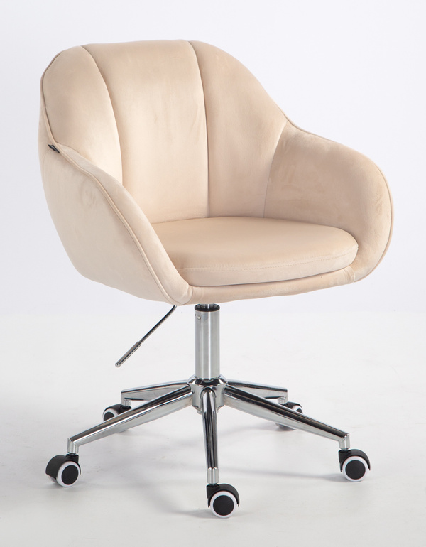 HOKER HR2055K KREMOWY WELUR CHROMOWANA PODSTAWA