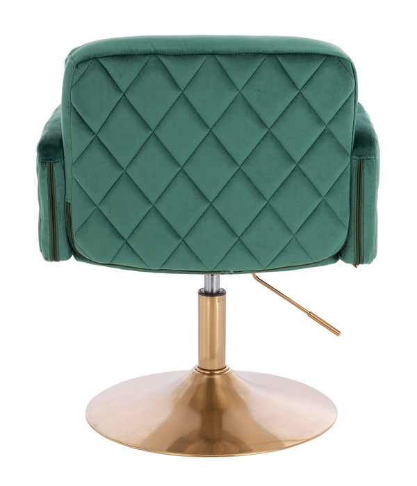 FOTEL HR802N BUTELKOWA ZIELEŃ WELUR ZŁOTA PODSTAWA