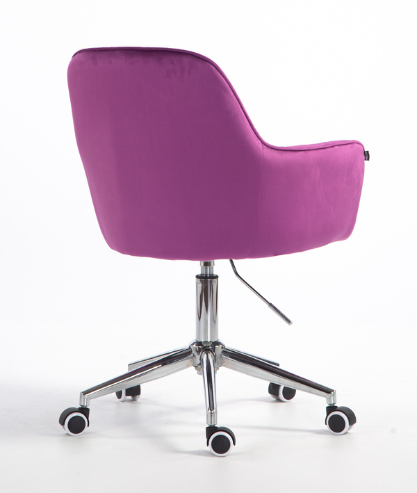 FOTEL HR2022K FUKSJA WELUR CHROMOWANA PODSTAWA