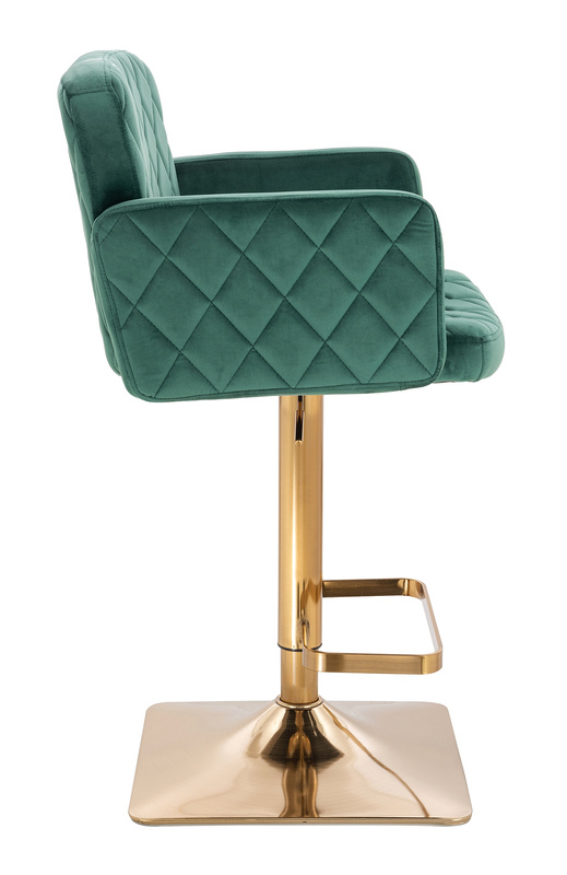 FOTEL HR802KW BUTELKOWA ZIELEŃ WELUR ZŁOTA PODSTAWA