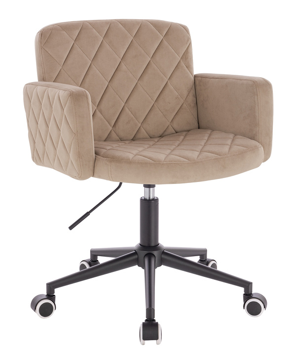 FOTEL HR802K LATTE WELUR CZARNA PODSTAWA