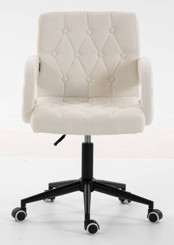 FOTEL HR8404K KREMOWY BARANEK CZARNA PODSTAWA