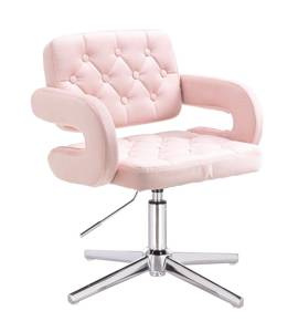 HOKER HR8403CROSS PUDROWY RÓŻ WELUR  CHROMOWANA PODSTAWA