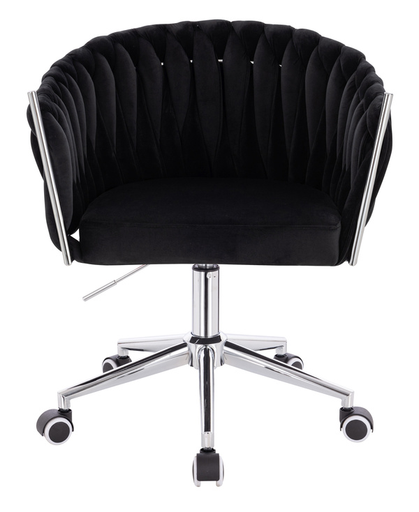 FOTEL HR750K CZARNY WELUR CHROMOWANA PODSTAWA