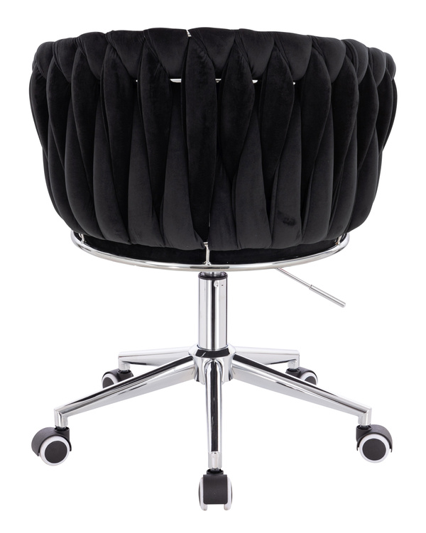 FOTEL HR750K CZARNY WELUR CHROMOWANA PODSTAWA
