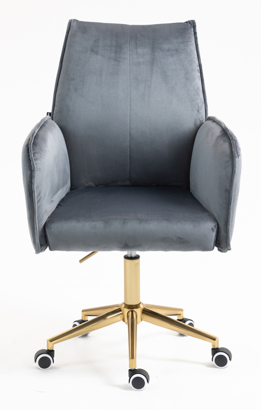 FOTEL HR280K GRAFITOWY WELUR ZŁOTA PODSTAWA