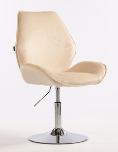 FOTEL HR350N KREMOWY WELUR CHROMOWANA PODSTAWA
