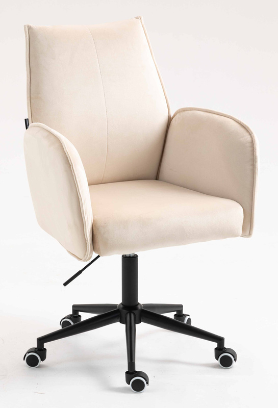 FOTEL HR280K KREMOWY WELUR CZARNA PODSTAWA