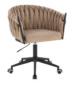 FOTEL HR750K LATTE WELUR CZARNA PODSTAWA