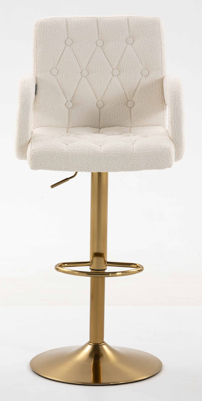 FOTEL HR8404W KREMOWY BARANEK ZŁOTA PODSTAWA