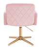 FOTEL HR802CROSS PUDROWY RÓŻ WELUR ZŁOTA PODSTAWA