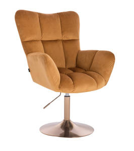 FOTEL HR650N MIODOWY WELUR ZŁOTA PODSTAWA