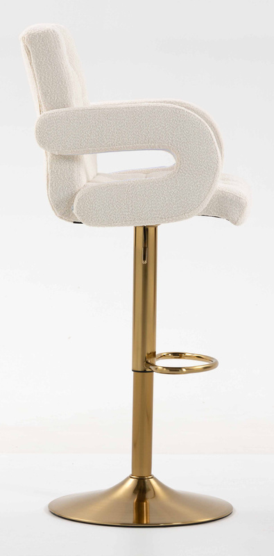 FOTEL HR8404W KREMOWY BARANEK ZŁOTA PODSTAWA