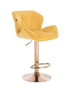 FOTEL HR111W ŻÓŁTY WELUR ZŁOTA PODSTAWA