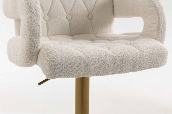 FOTEL HR8404KW KREMOWY BARANEK ZŁOTA PODSTAWA