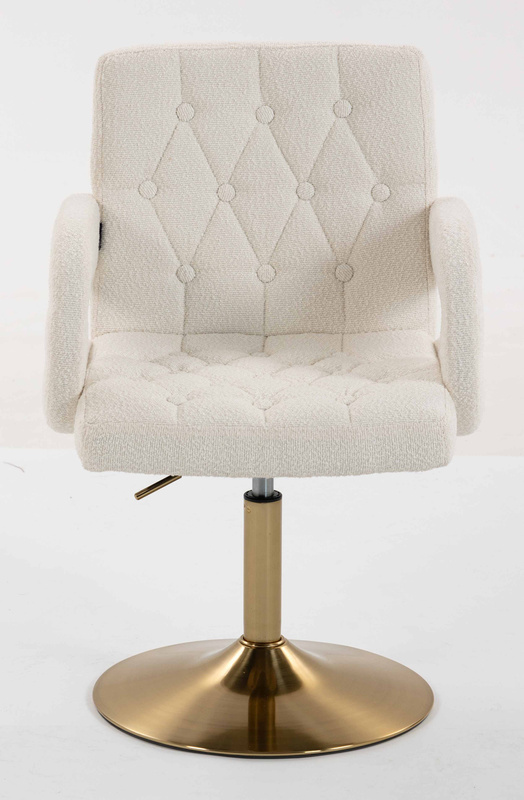 FOTEL HR8404N KREMOWY BARANEK ZŁOTA PODSTAWA