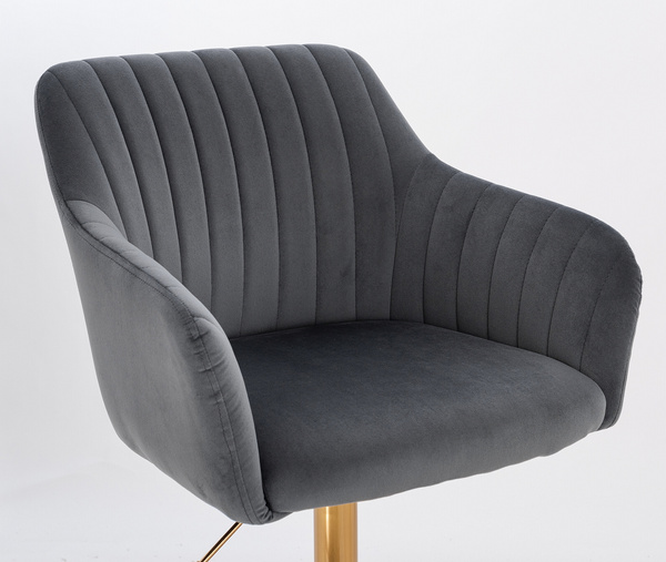 FOTEL HR190K GRAFITOWY WELUR ZŁOTA PODSTAWA