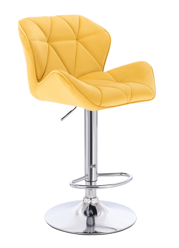 FOTEL HR111W ŻÓŁTY WELUR CHROMOWANA PODSTAWA