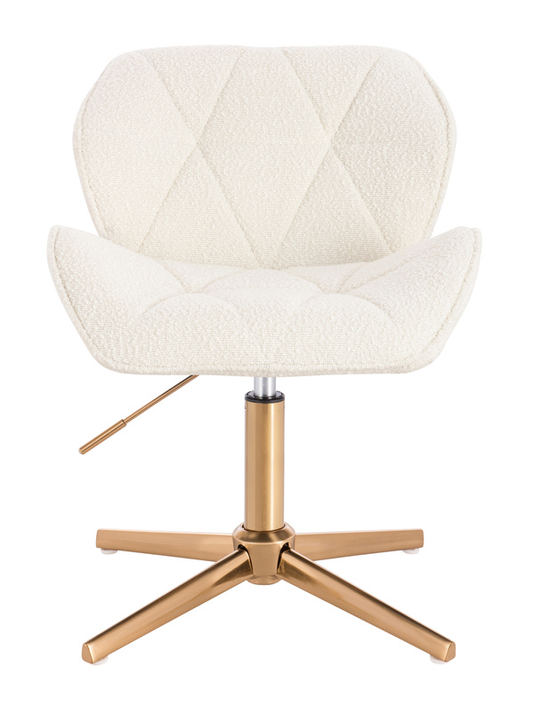 FOTEL HR111CROSS KREMOWY BARANEK ZŁOTA PODSTAWA