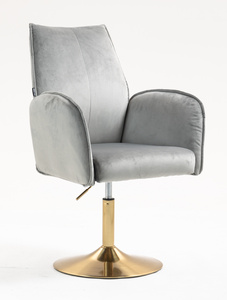 FOTEL HR280N STALOWY WELUR ZŁOTA PODSTAWA