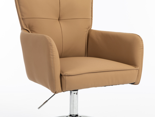 HOKER HR250K KARMELOWY EKOSKÓRA PREMIUM SOFT CHROMOWANA PODSTAWA