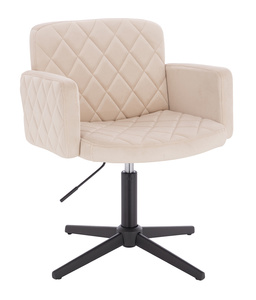 FOTEL HR802CROSS KREMOWY WELUR CZARNA PODSTAWA