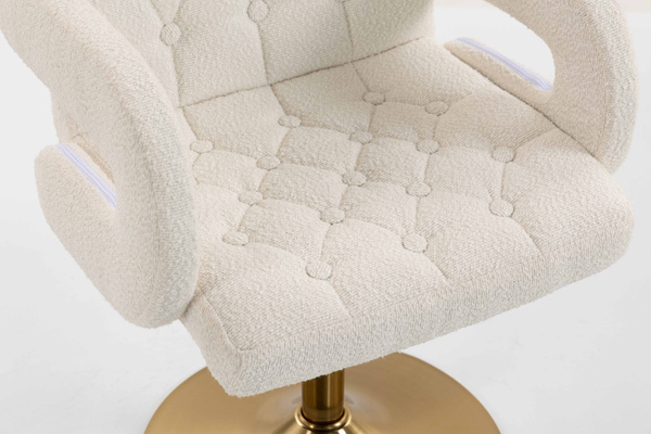 FOTEL HR8404N KREMOWY BARANEK ZŁOTA PODSTAWA