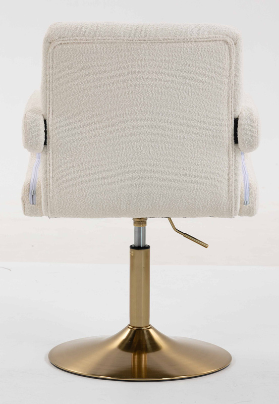 FOTEL HR8404N KREMOWY BARANEK ZŁOTA PODSTAWA