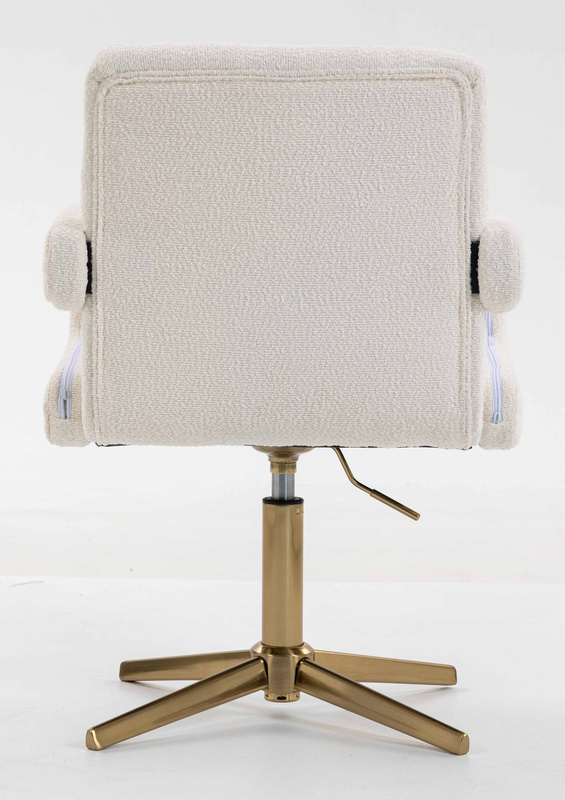 FOTEL HR8404CROSS KREMOWY BARANEK ZŁOTA PODSTAWA