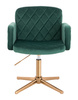 FOTEL HR802CROSS BUTELKOWA ZIELEŃ WELUR ZŁOTA PODSTAWA