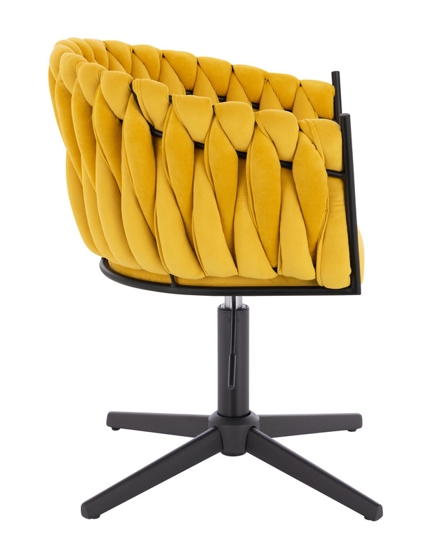 FOTEL HR750CROSS ŻÓŁTY WELUR CZARNA PODSTAWA