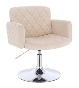 FOTEL HR802N KREMOWY WELUR CHROMOWANA PODSTAWA