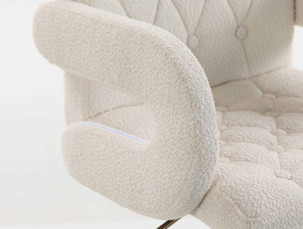 FOTEL HR8404KW KREMOWY BARANEK ZŁOTA PODSTAWA