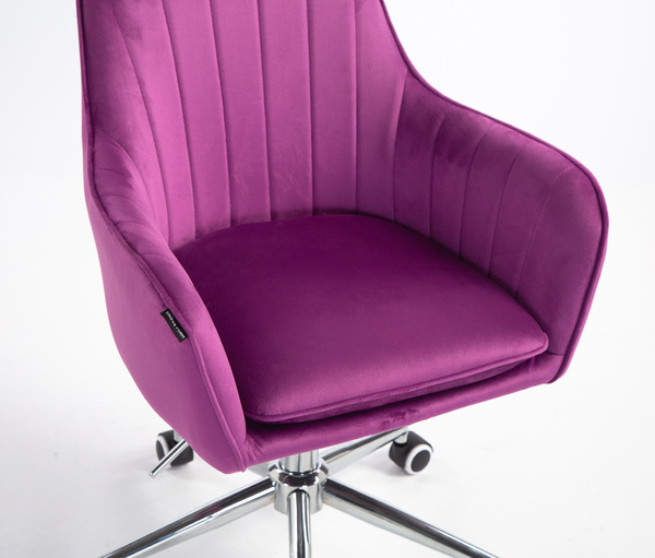 FOTEL HR2022K FUKSJA WELUR CHROMOWANA PODSTAWA