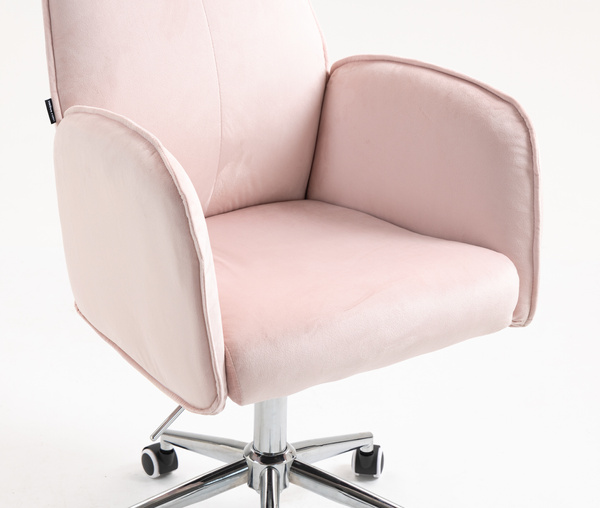 FOTEL HR280K PUDROWY RÓŻ WELUR CHROMOWANA PODSTAWA