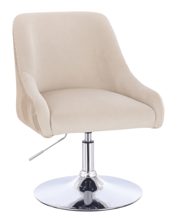 FOTEL HR920N KREMOWY WELUR CHROMOWANA PODSTAWA