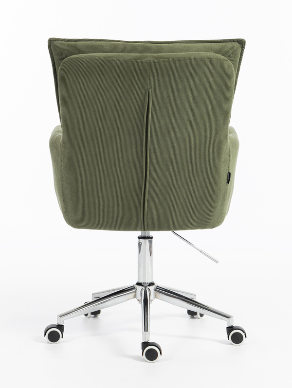 HOKER HR250K ZIELONY SZAŁWIA PREMIUM CORD SZTRUKS CHROMOWANA PODSTAWA