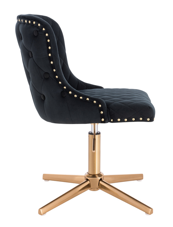 FOTEL HR940CROSS CZARNY WELUR ZŁOTA PODSTAWA