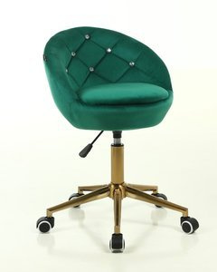 FOTEL HR948 BUTELKOWA ZIELEŃ WELUR ZŁOTA PODSTAWA