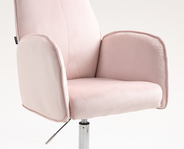 FOTEL HR280K PUDROWY RÓŻ WELUR CHROMOWANA PODSTAWA