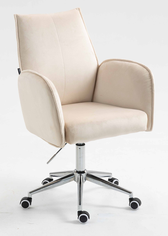 FOTEL HR280K KREMOWY WELUR CHROMOWANA PODSTAWA