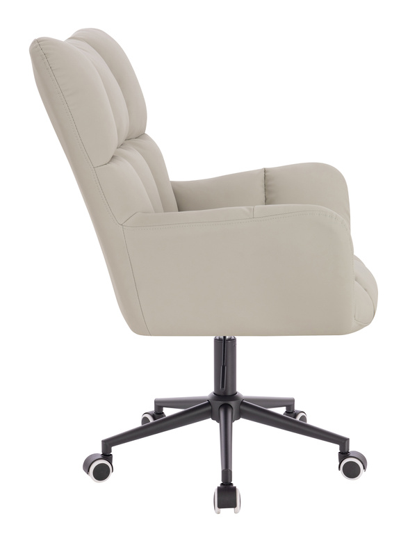 HOKER HR650K ECRU EKOSKÓRA PREMIUM SOFT CZARNA PODSTAWA