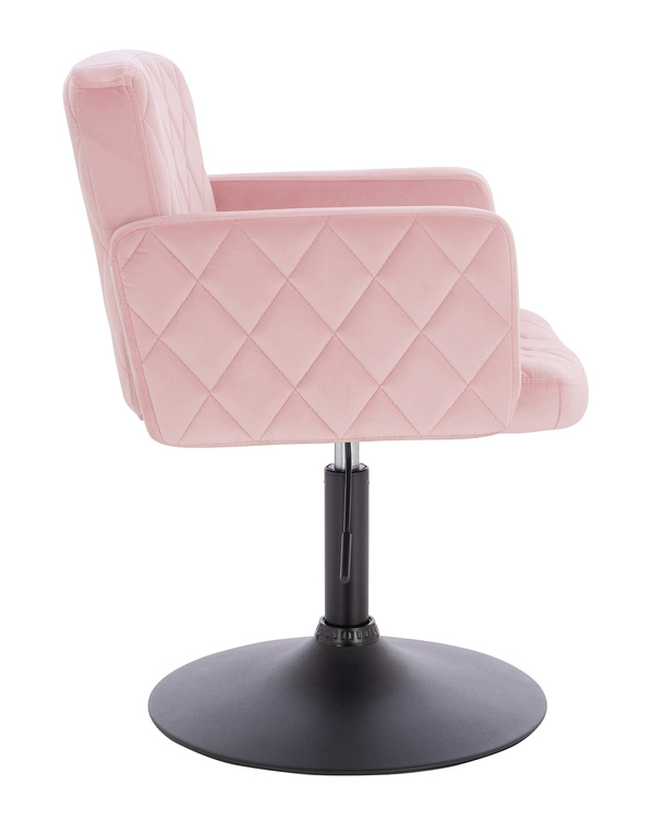 FOTEL HR802N PUDROWY RÓŻ WELUR CZARNA PODSTAWA